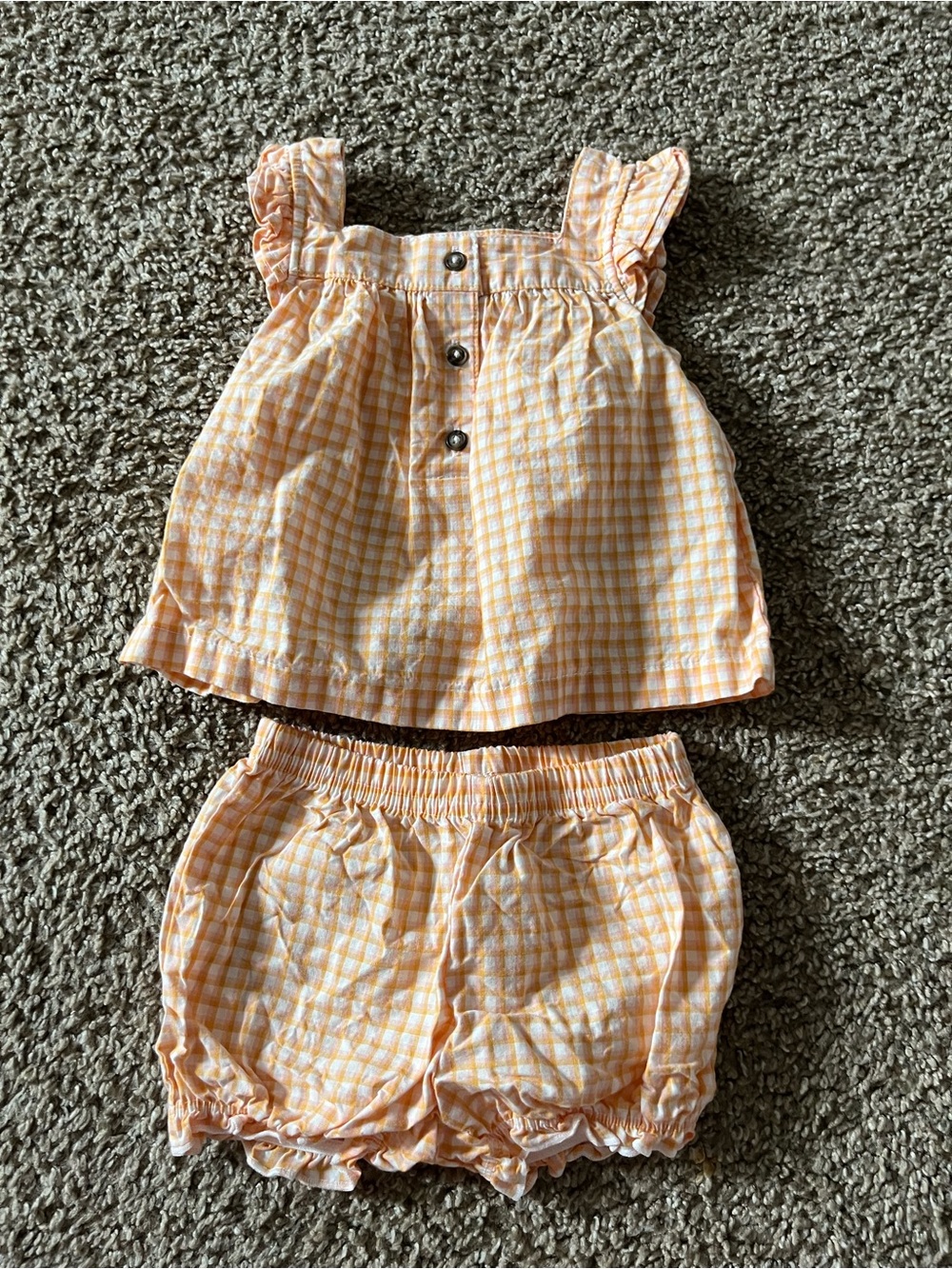 Carter’s Peach Gingham Two-Piece Set - Sleeveless Top & Bloomers 3 Months